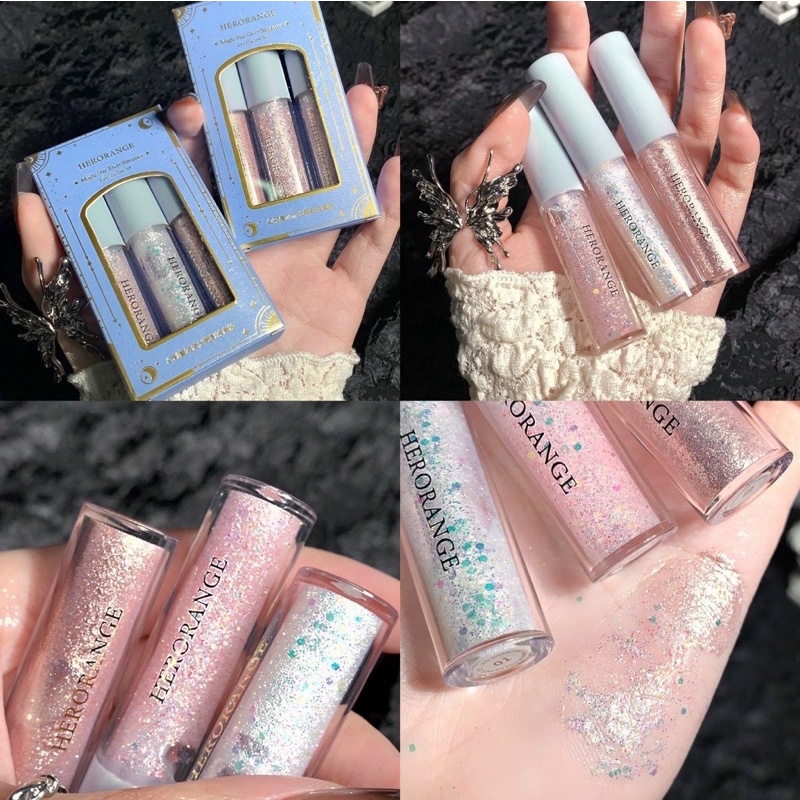 Set 3 cây nhũ mắt lấp lánh herorange