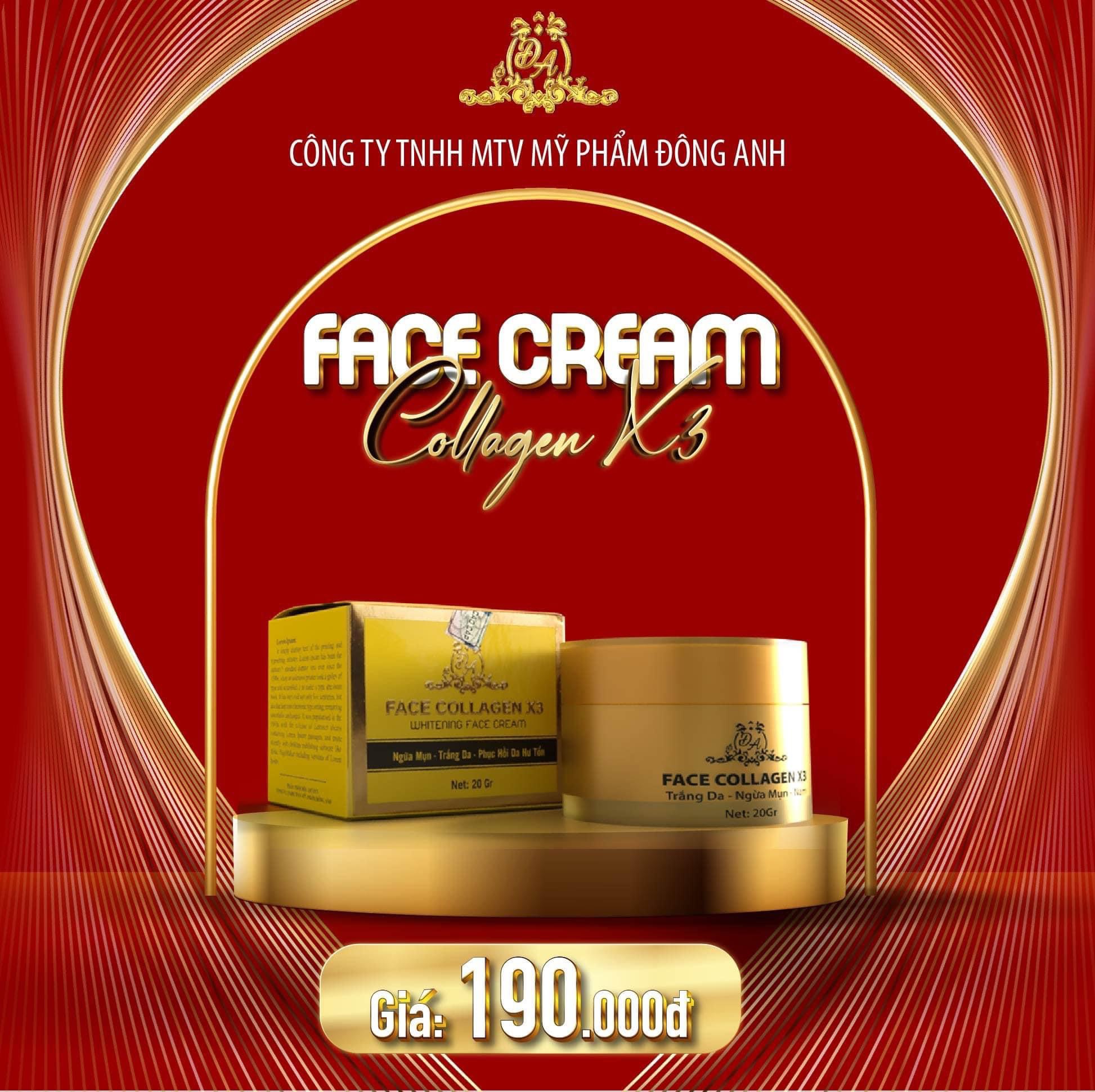 [HCM]KEM FACE X3 COLLAGEN X3 ĐÔNG ANH dưỡng trắng da mặt, làm mờ thâm nám, tàn nhan chính hãng Mỹ Phẩm Đông Anh