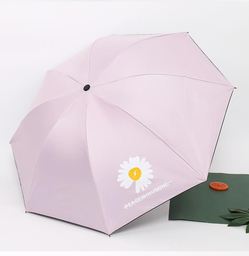 Ô dù che mưa gấp gọn chống tia UV họa tiết Hoa Cúc Hàn Quốc 2 lớp chắc chắn,ô đi mưa
