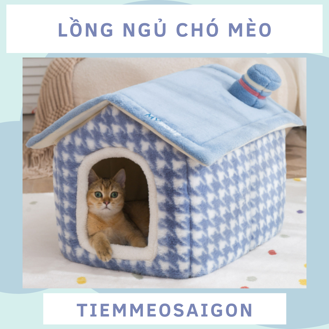 Nhà lồng ngôi nhà xanh biển cute giường ngủ nệm chó mèo lồng ngủ chó mèo nệm ngủ chó mèo giường ngủ chó mèo nhà chó mèo
