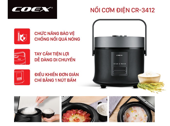 Nồi cơm điện cơ 0,8L Coex CR-3412