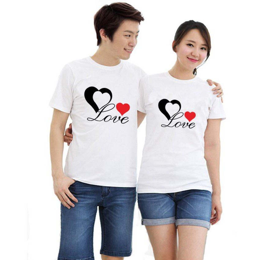 [Siêu Chất 07] Áo Cặp Đôi Tình Yêu - Bạn Thân Ngắn Tay In 3D Họa Tiết Tặng Tim Ghép Love Siêu Cute, Vải Cotton Mềm Mịn Thoáng Mát