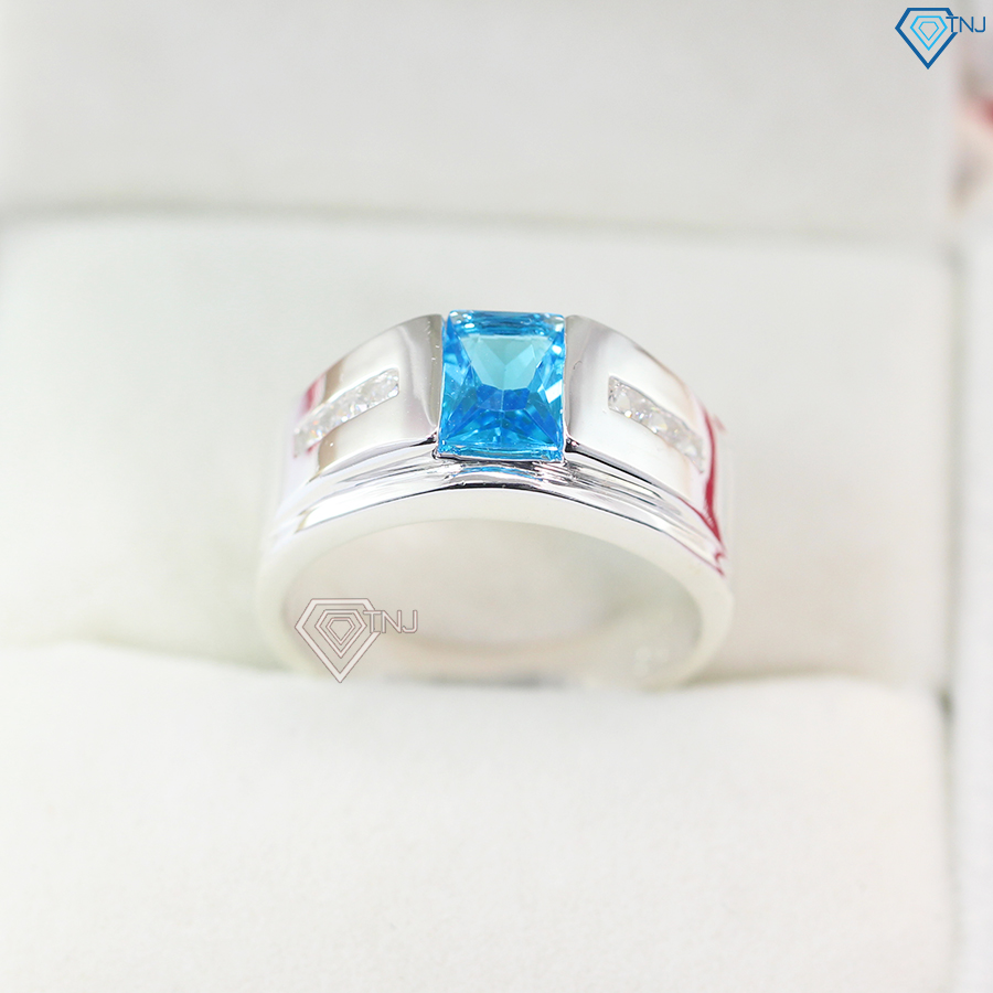 Nhẫn nam bạc ta đính đá xanh dương NNA0093 - Trang Sức TNJ