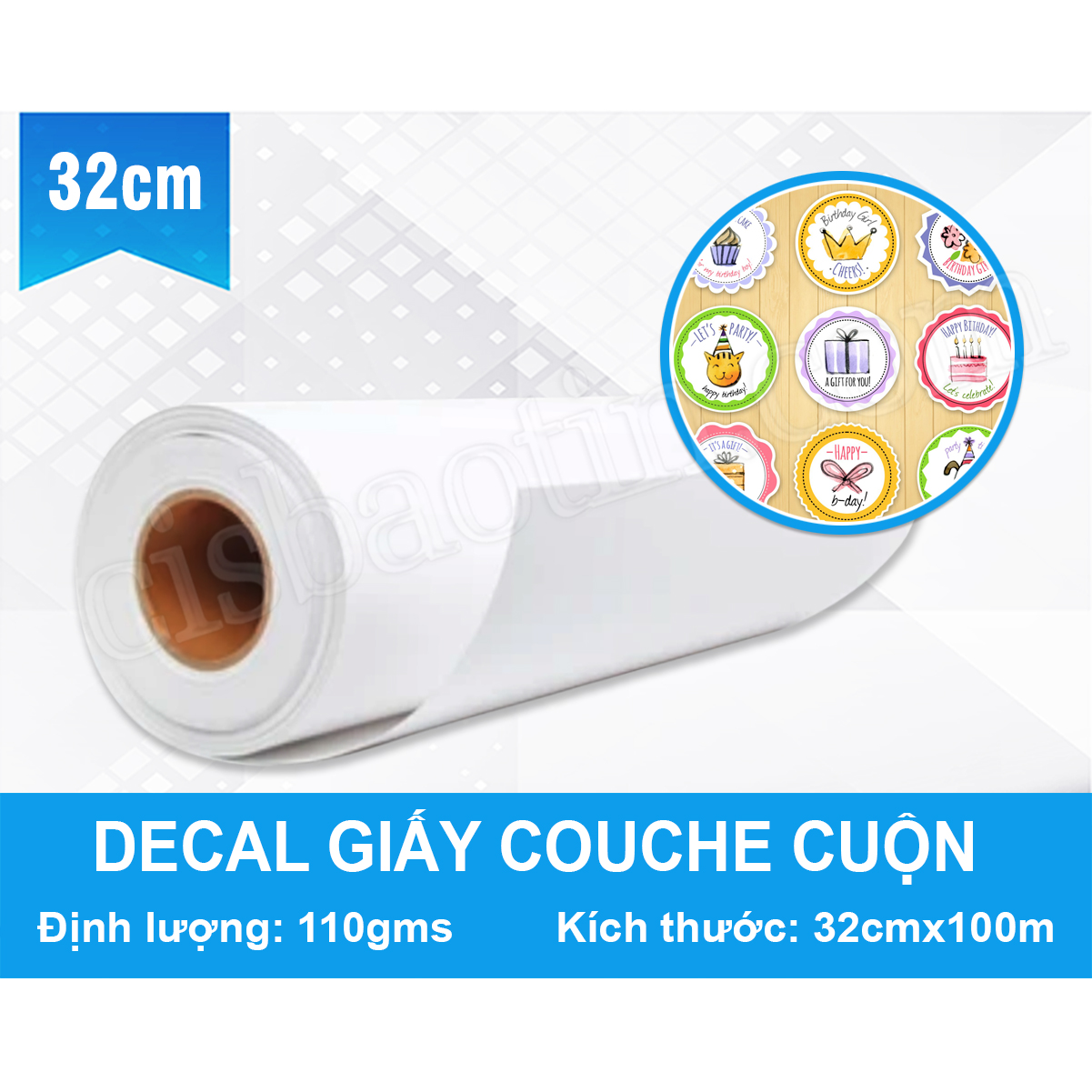 DECAL GIẤY BÓNG COUCHE CUỘN 32*100 M