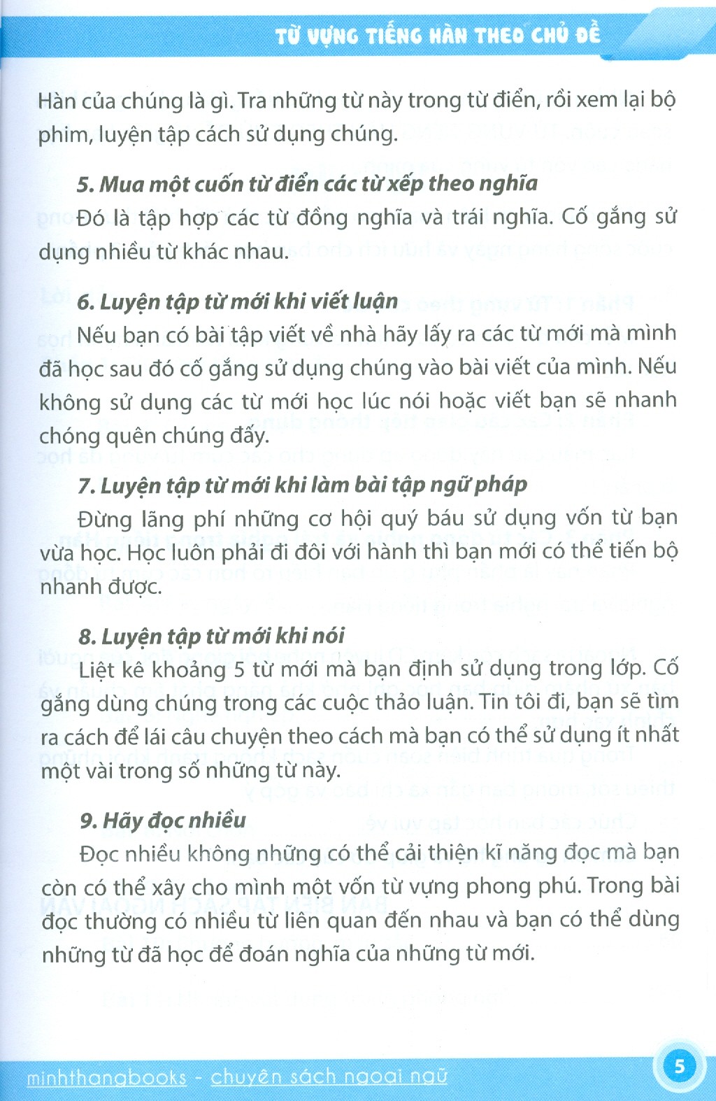 Từ Vựng Tiếng Hàn Theo Chủ Đề