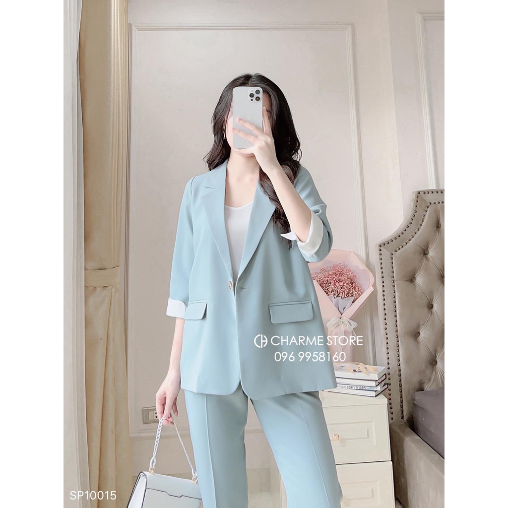 Set vest nữ áo tay lỡ thiết kế
