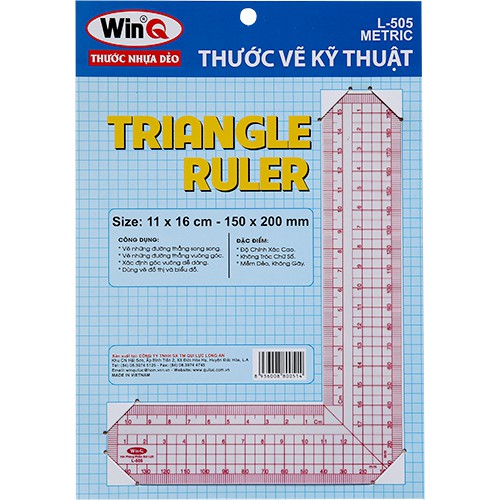 Thước vẽ kỹ thuật, Thước L, Thước đo góc vuông, Template Ruler L-505-Dụng cụ vẽ Tâm Tâm