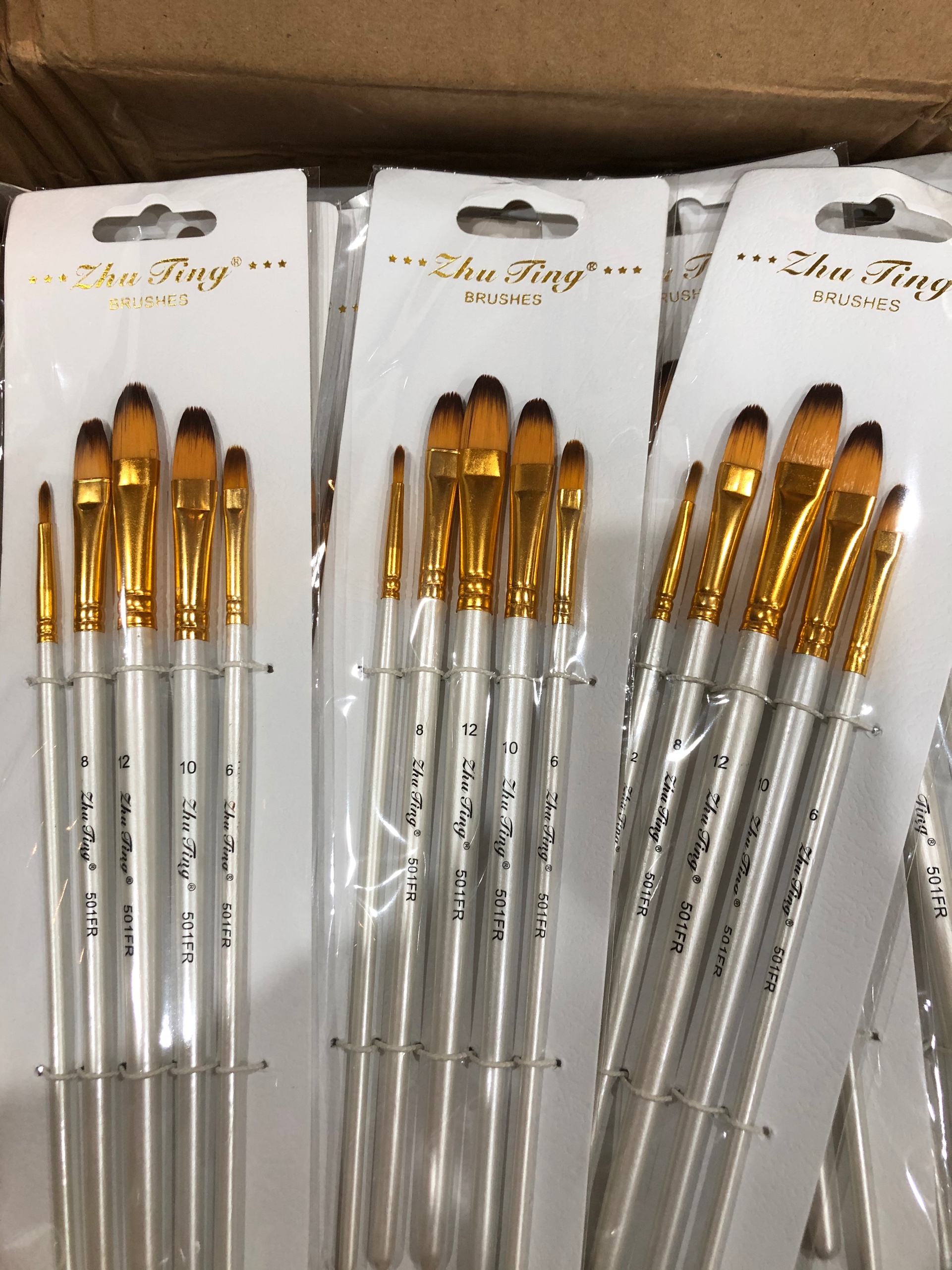 Bộ cọ zhuting trắng 5 cây đầu oval