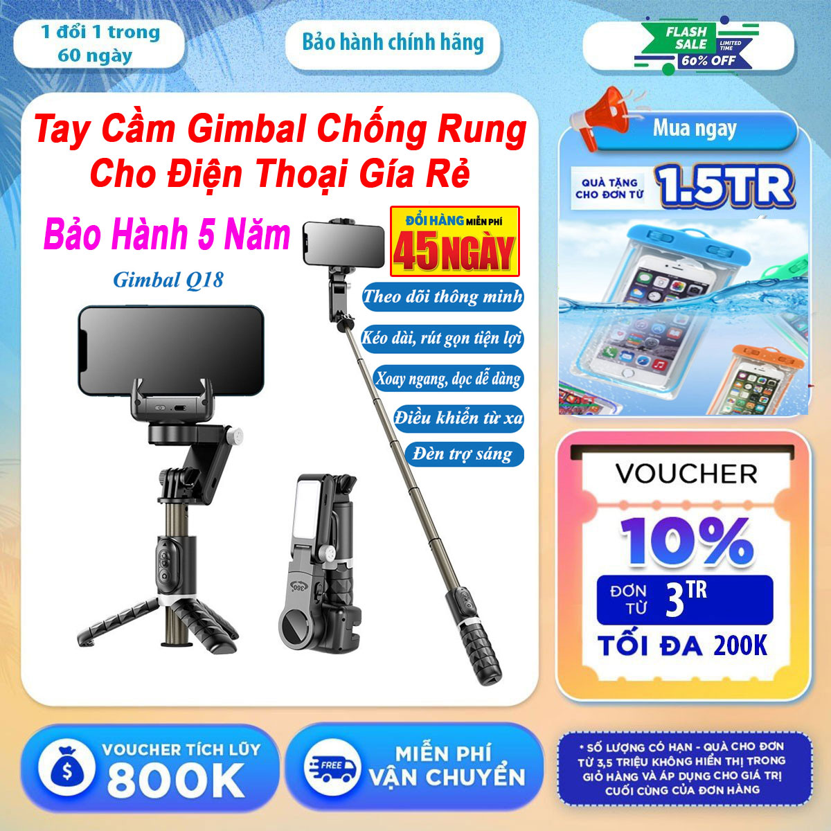 Gimbal Chống Rung Q18 - Gậy Selfie Chống Rung Cầm Tay Đơn Trục Ổn Định ...