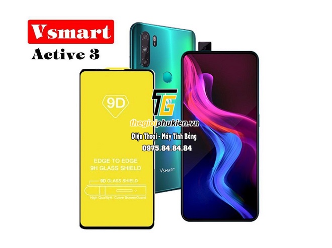 Tấm dán kính cường lực full 5D Vsmart Active 3 tràn màn hình