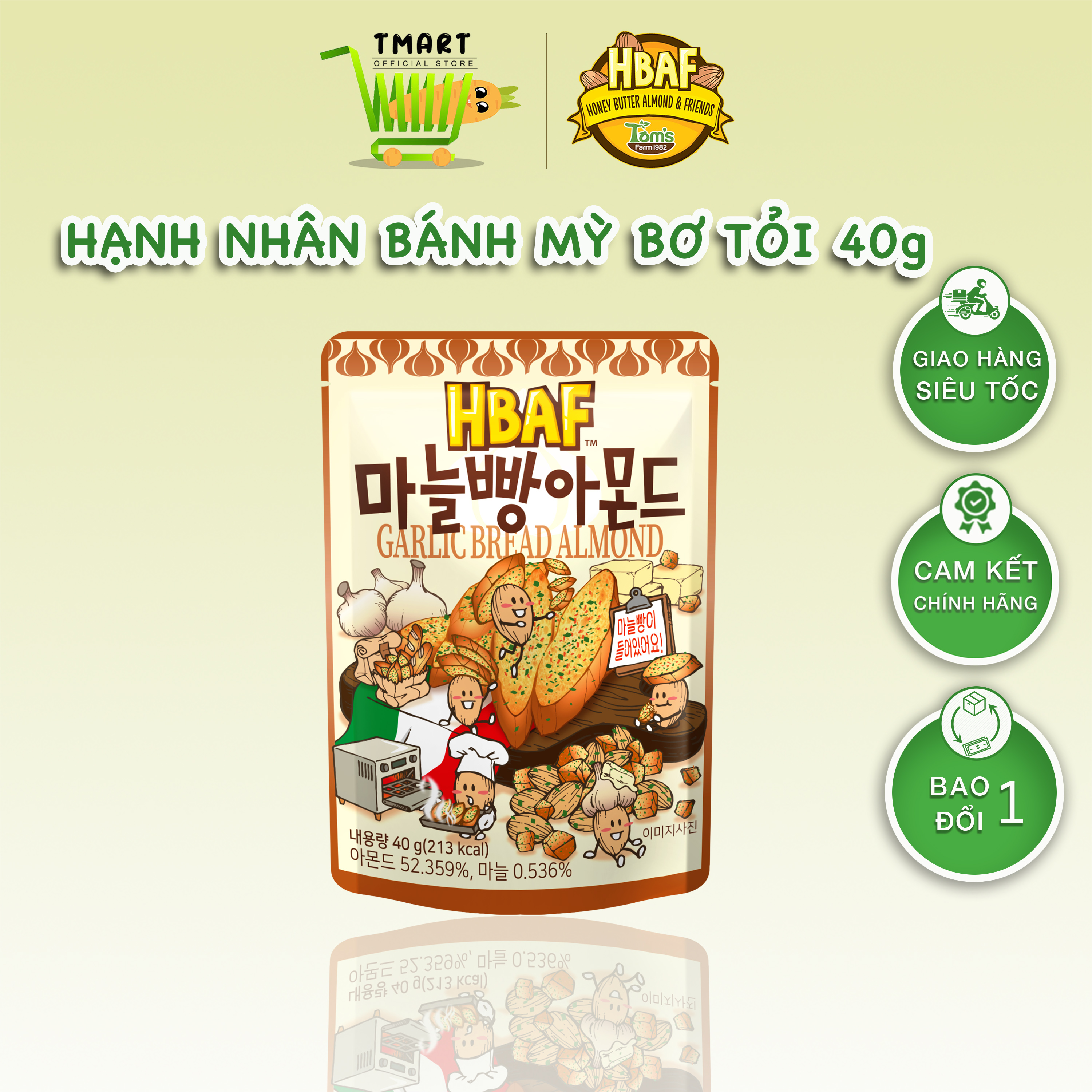 Hạt Hạnh nhân tẩm Vị HBAF Hàn Quốc 40g