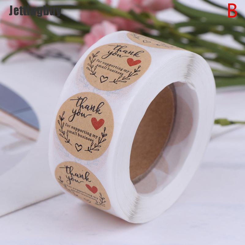 Jettingbuy 500 Pieces Thank You Kraft Stickers Labels Sticker Decoration Handmade Sticker