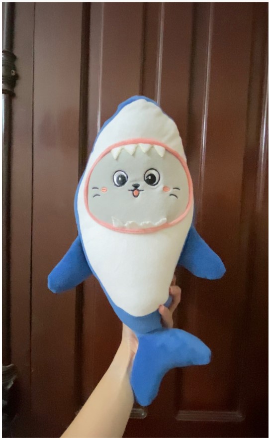 GẤU BÔNG MÈO COSPLAY CÁ MẬP SIÊU YÊU SIZE 35CM