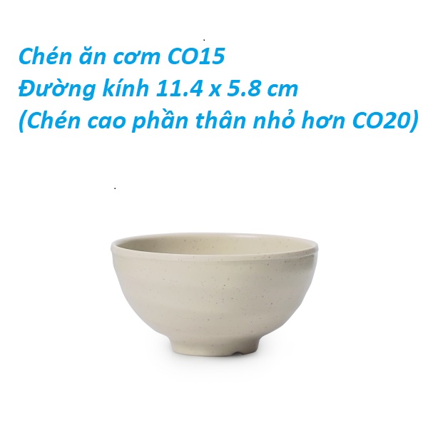 Chén ăn cơm nhựa melamine cao cấp nhám nâu co15 - 11.4 x 5.8 cm cao