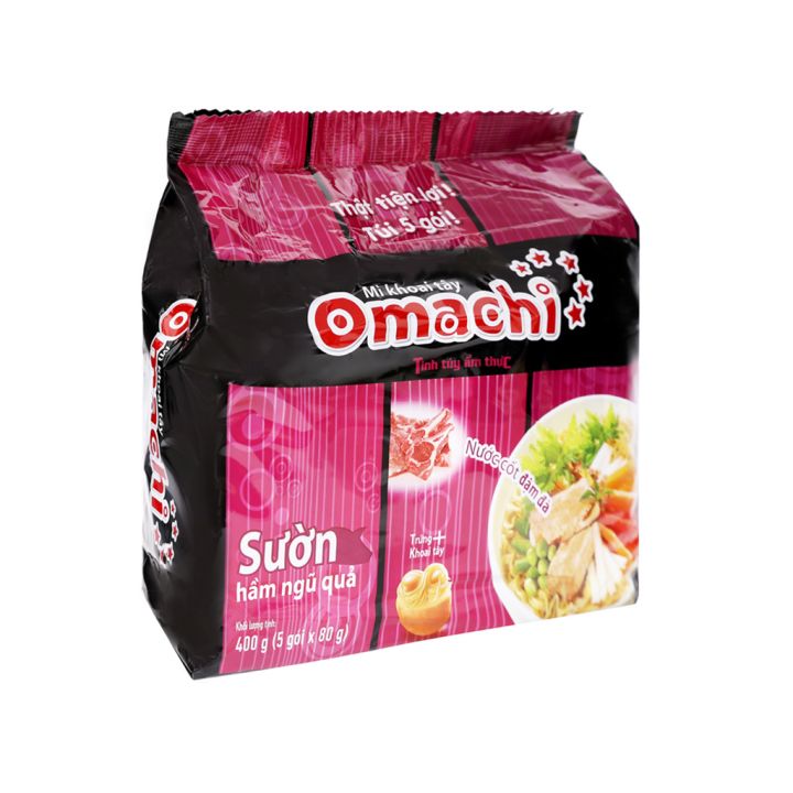 ( 10 gói ) Mì Omachi sườn + bò hầm 80G
