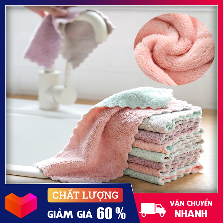 Set 10 Khăn Lau Bếp 2 Mặt Đa Năng Dày Dặn Siêu Thấm - Lau Bát Đĩa, Bàn Ghế
