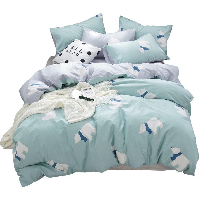 Giản Lược Hoạt Hình 100% Cotton Cả Bộ 0.9/1.2 M Trên Giường Drap Giường Đơn Ký Túc Xá Sinh Viên 100% Cotton Ba Mảnh