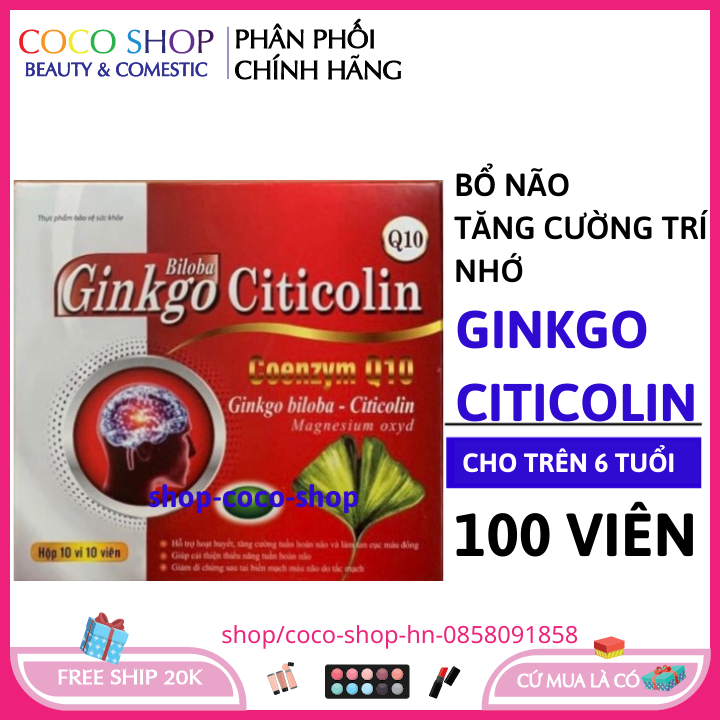 Hoạt huyết bổ não Ginkgo Citicolin Q10- Giảm đau đầu, hoa mắt, chóng mặt