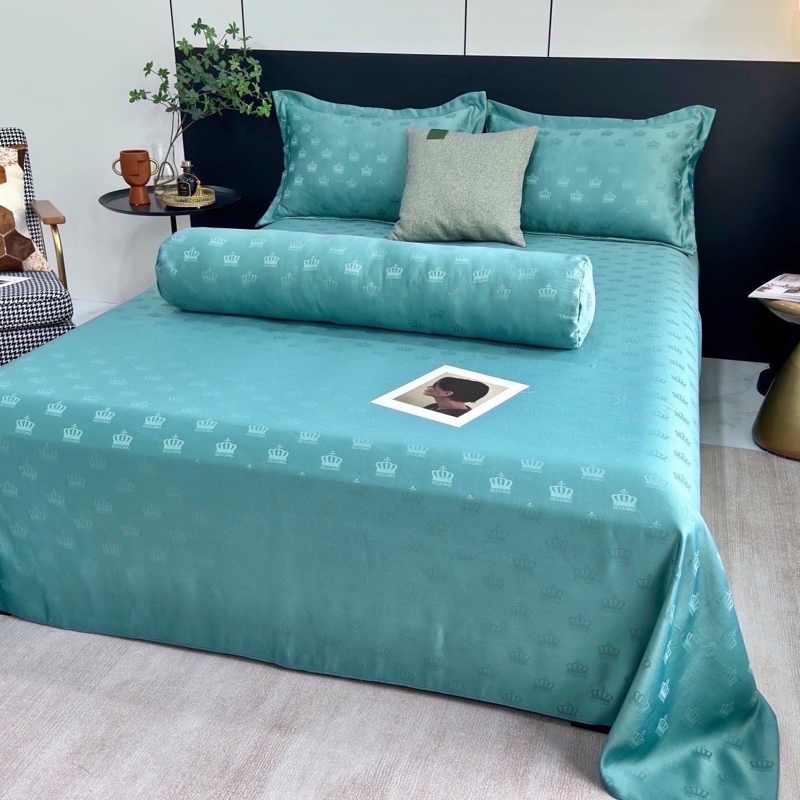 SET 3 MÓN VỎ GA GỐI PHI LỤA DỆT CHÌM CROWN SIÊU XINH FULL MÀU