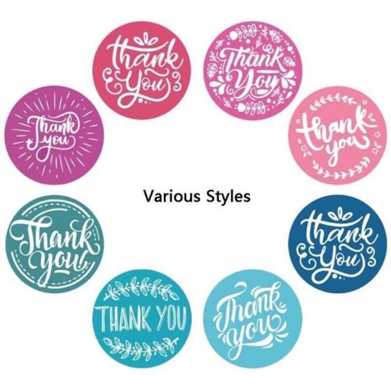 combo 100c tem dán thank you 2.5cm có sẵn keo