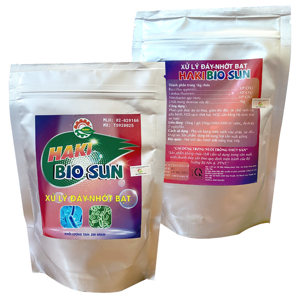 Combo 3 gói Men vi sinh đậm đặc cho ao nuôi, cá cảnh Haki Bio Sun pha tạt trực tiếp