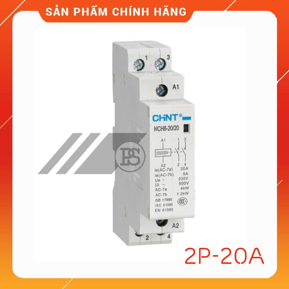 Khởi động từ - Contactor CHINT 2P 20A NCH8-20 20  Chính hãng