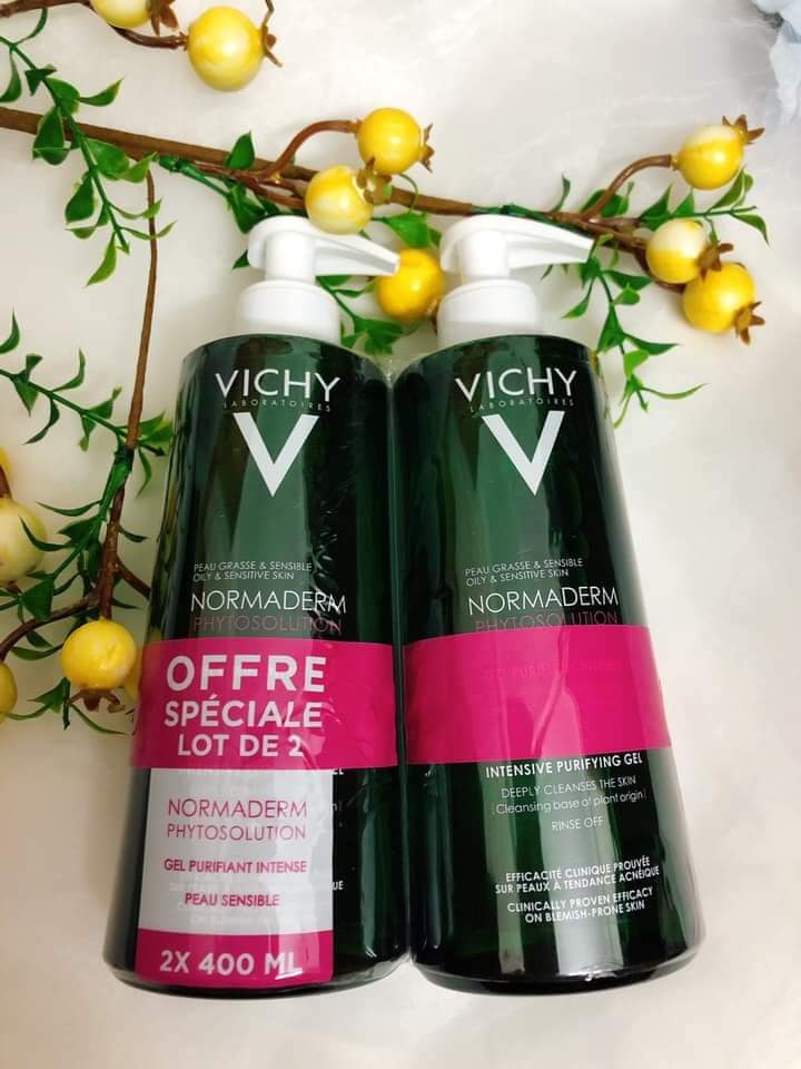 Sữa rửa mặt Vichy Normaderm Phytosolution intensive purifying gel cho da dầu mụn 400ml