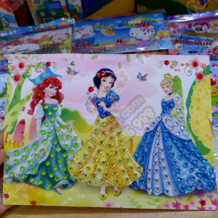 Tranh Đính Đá Size Lớn 19X26Cm Cho Bé Combo 10 Tranh