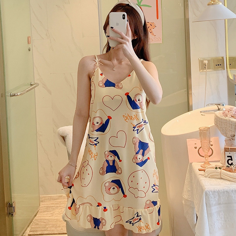 Váy ngủ 💕 Váy mặc nhà cute có đệm rễ thương DHT04 💕 Váy mặc nhà 💕 Đầm ngủ mặc nhà