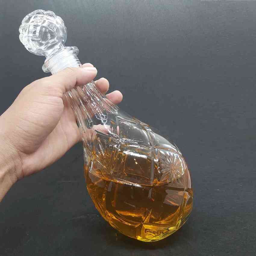glass bottle 1000ML – Water drop shape – PineApple Design – A5 pattern - 1 bottle