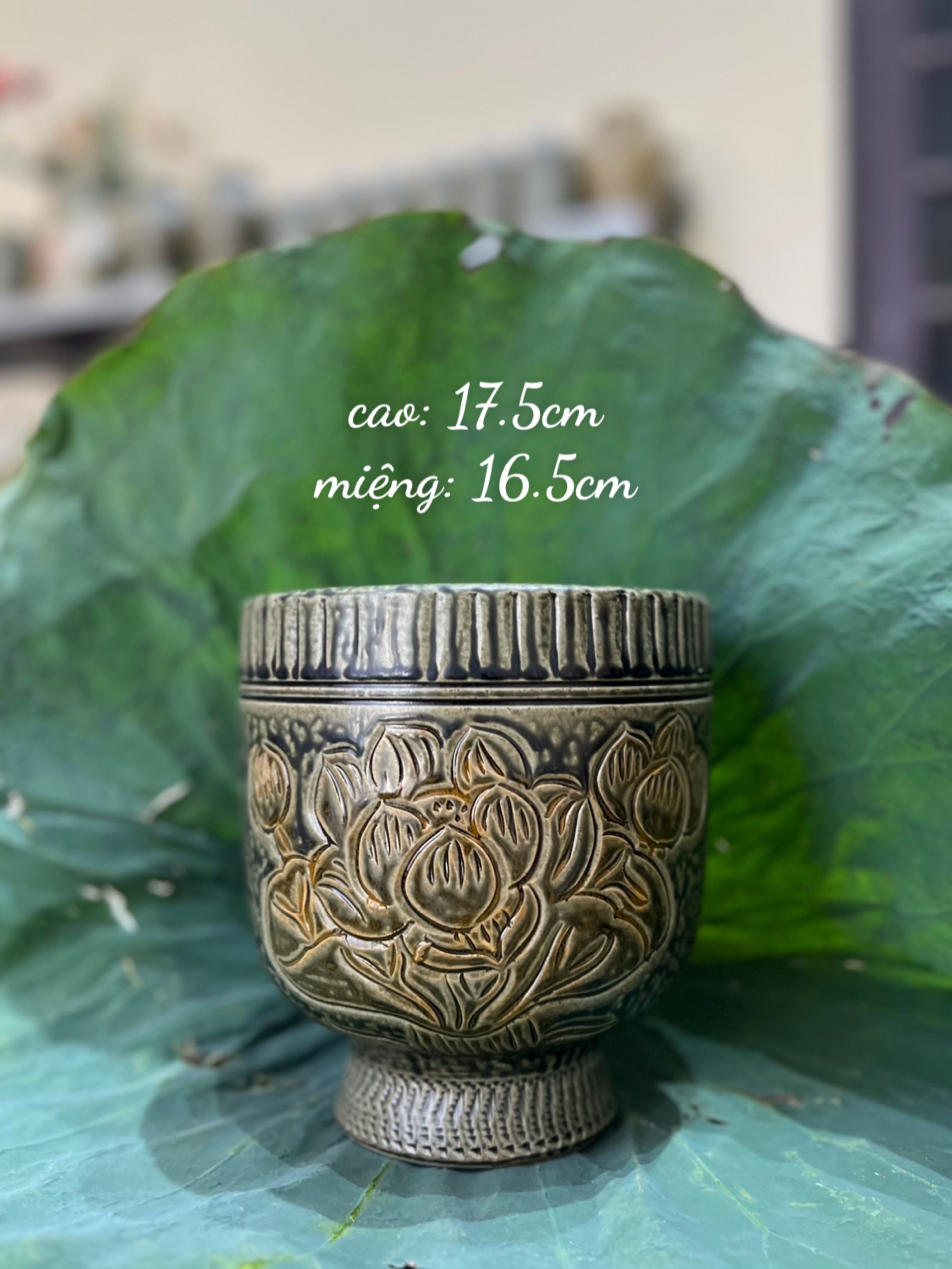Đài Sen Lọ Cắm Sen Gốm Sứ Bát Tràng