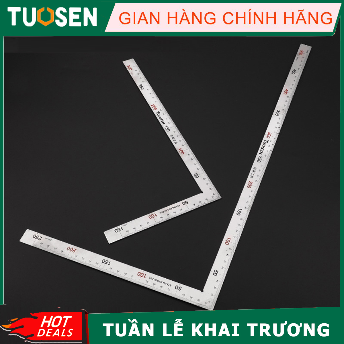 Thước Ke, Thước Góc Bằng Thép Không Gỉ, Thước Vuông 90 Độ, Thước Làm Mộc với 2 lựa chọn 300mm và 500mm - TUOSEN