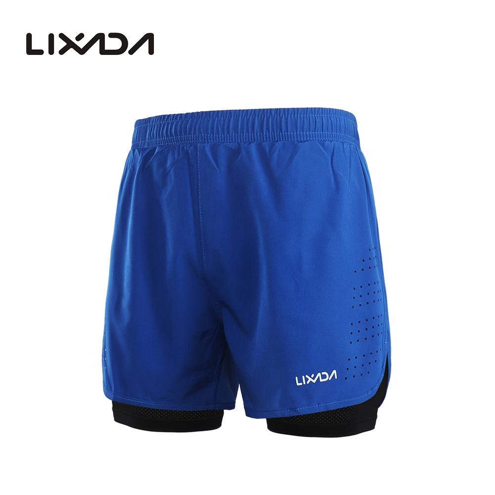Lixada Mens 2-in-1 Running Shorts Quick Drying Breathable Active