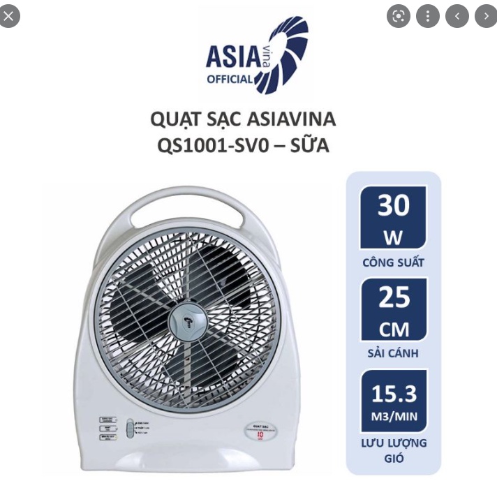 Quạt sạc điện Asia QS-1001