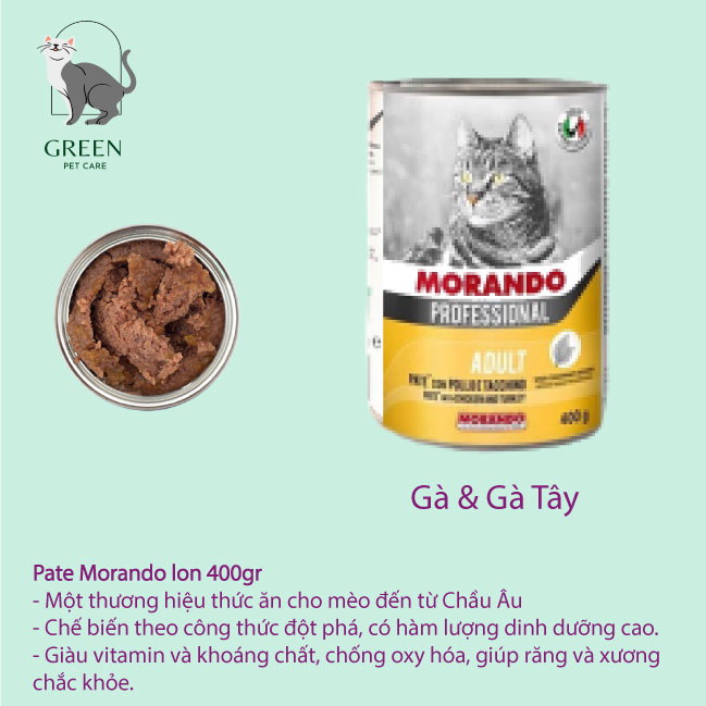 Pate Morando cho mèo đủ vị dạng lon 400gr