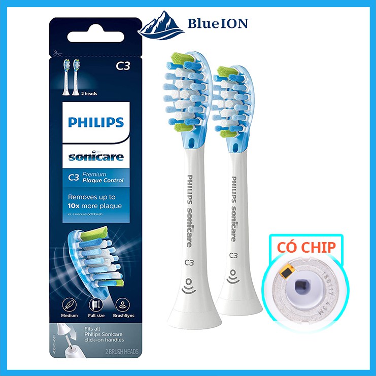[Hàng Mỹ] Đầu bàn chải điện Philips Sonicare C3 PREMIUM Plaque Control (màu trắng)