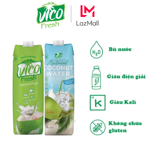 COMBO 2 HỘP 1L NƯỚC DỪA VICO FRESH (DỨA, NATURAL)