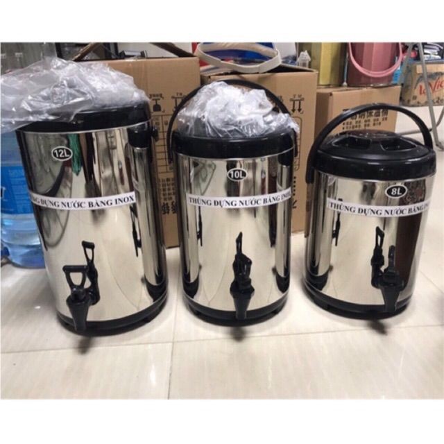 Bình ủ trà 3 lớp inox 304 dày dặn đẹp giá rẻ các cỡ 6l-8l-10l-12l