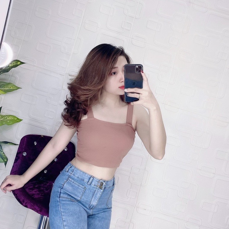 ẢNH THẬT-Áo 2 dây trơn bản vuông cá tính