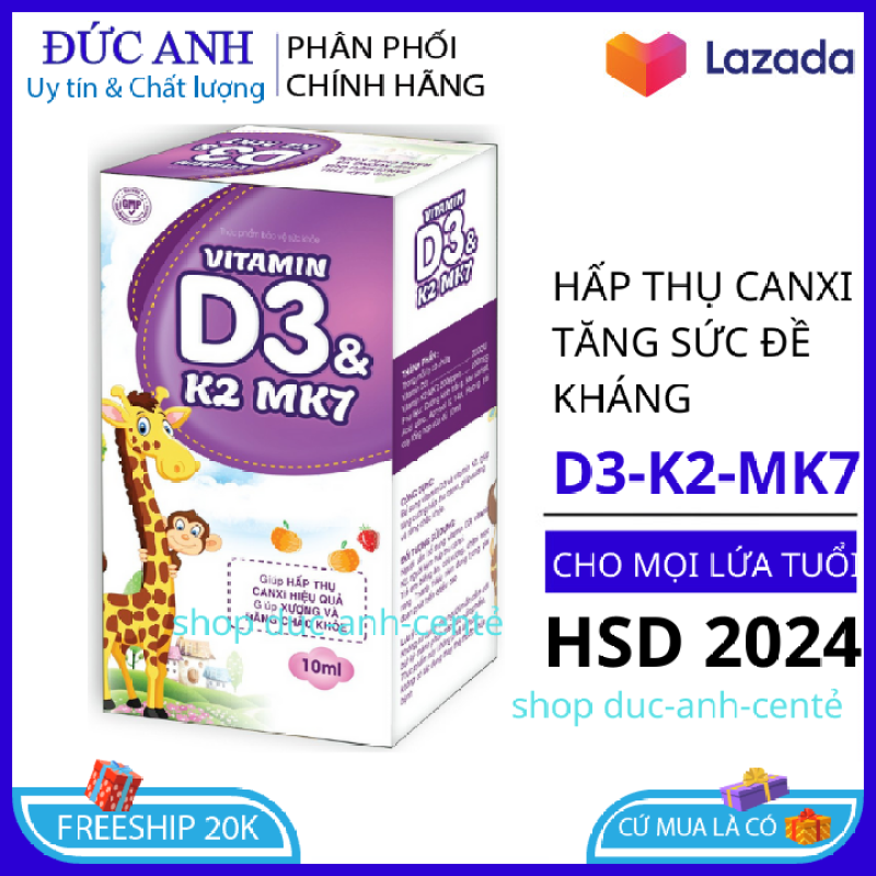 Vitamin D3 K2 MK7 Giúp Phát triển hệ xương, răng chắc khỏe, Phát triển chiêu cao,giảm loãng xương HSD 2024 , chuẩn bộ y tế cao cấp