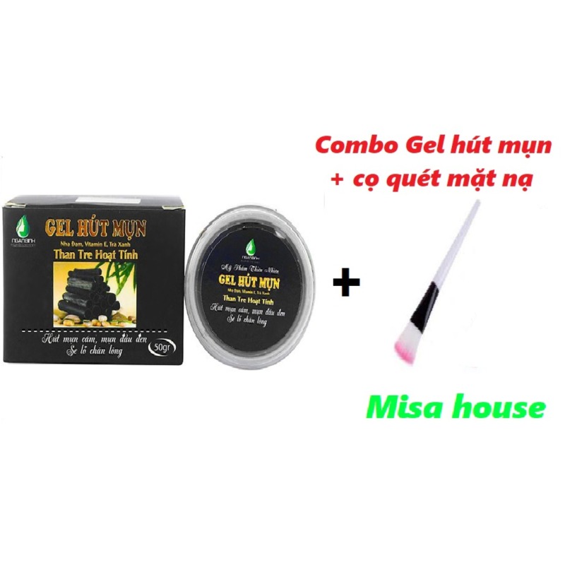 Combo Gel lột mụn than hoạt tính 50g và cọ quét mặt nạ