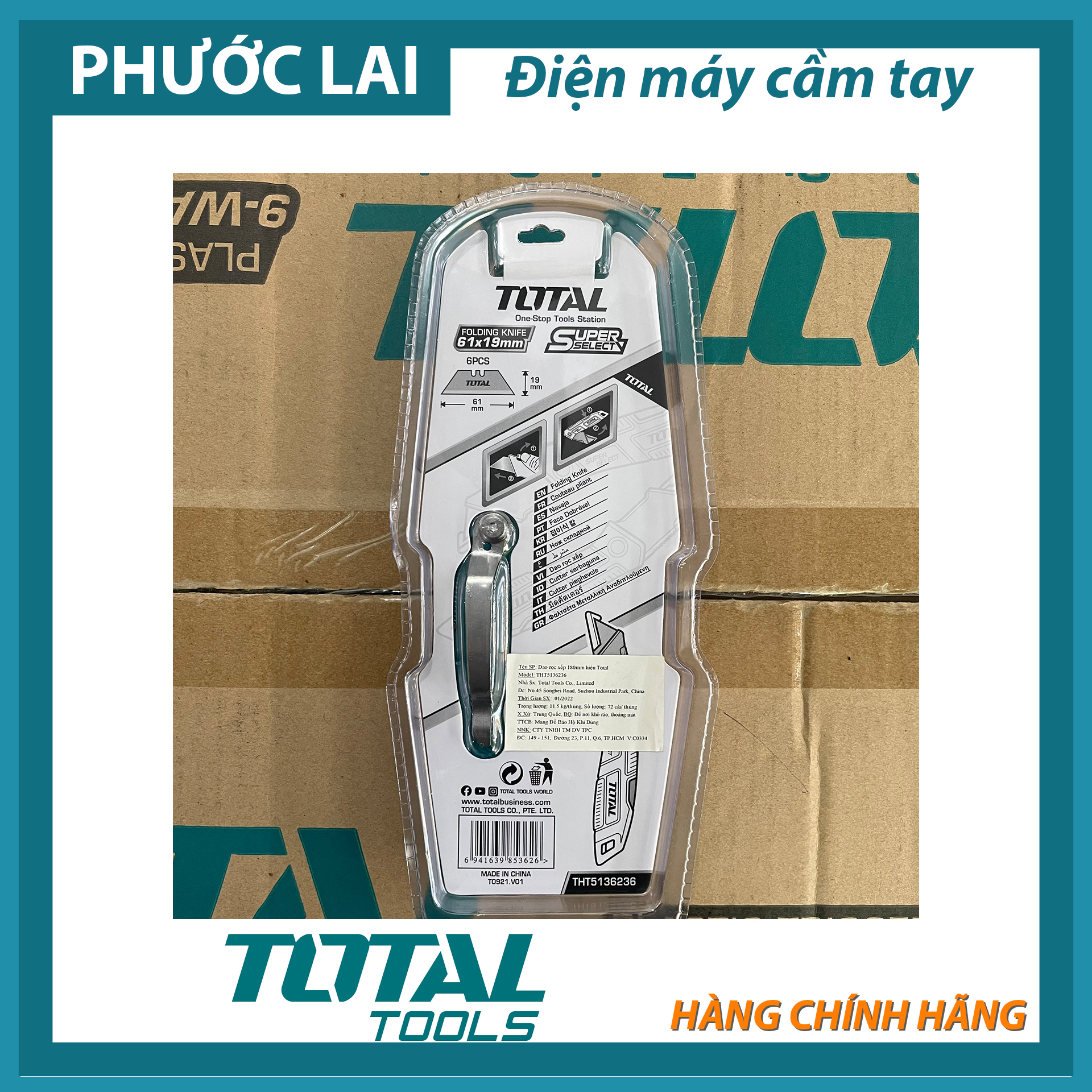 Dao rọc giấy xếp gọn hàng chính hãngTotal THT5136236