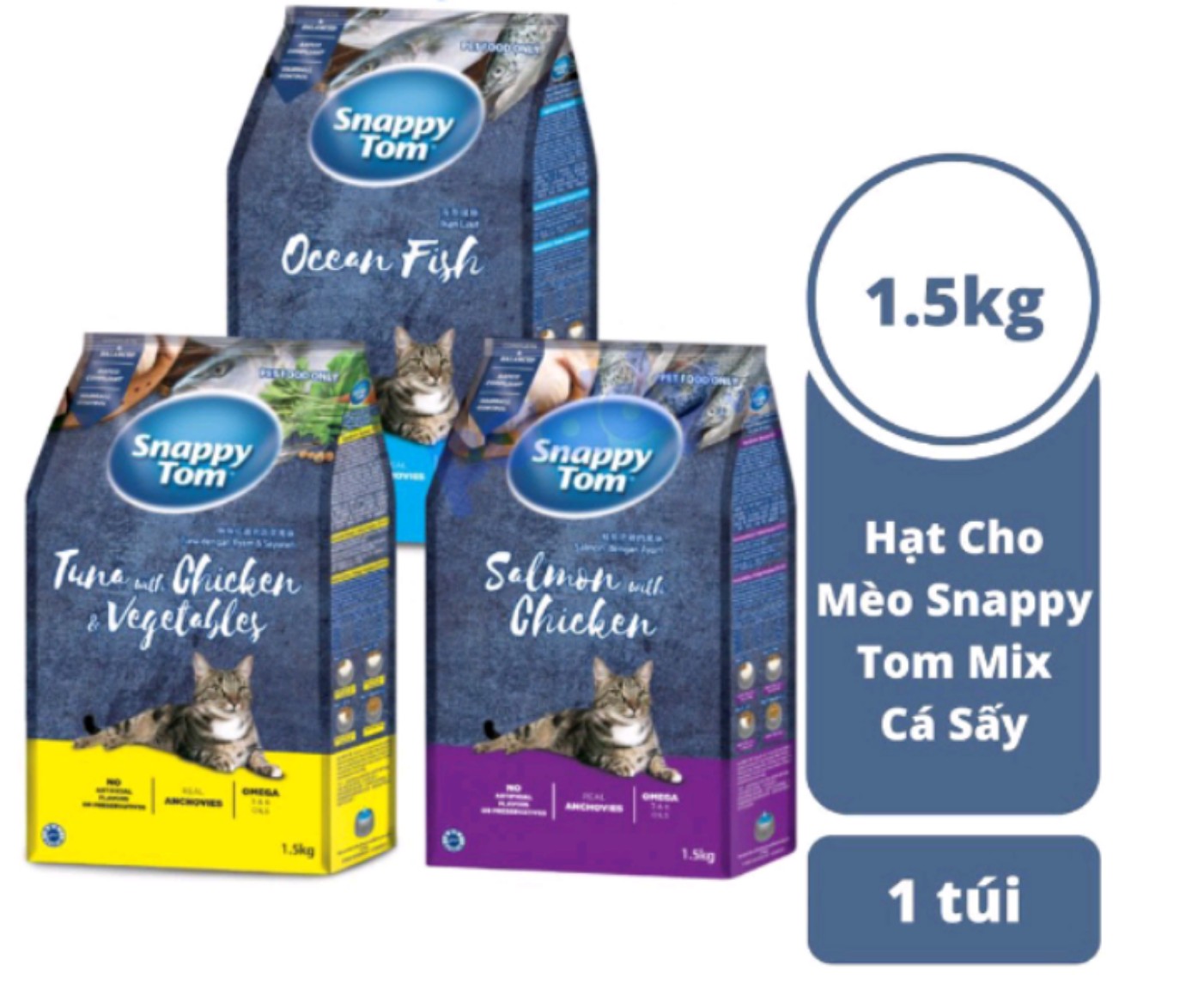 Hạt Snappy Tom cho mèo 1.5Kg - MixASale