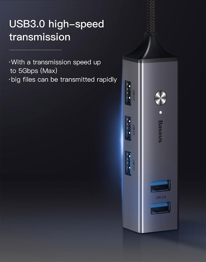 Bộ HUB chuyển đổi Type C sang 5 cổng USB 3.0 (Type C 3.0 to 3 USB3.0 + 2 USB2.0 OTG HUB)