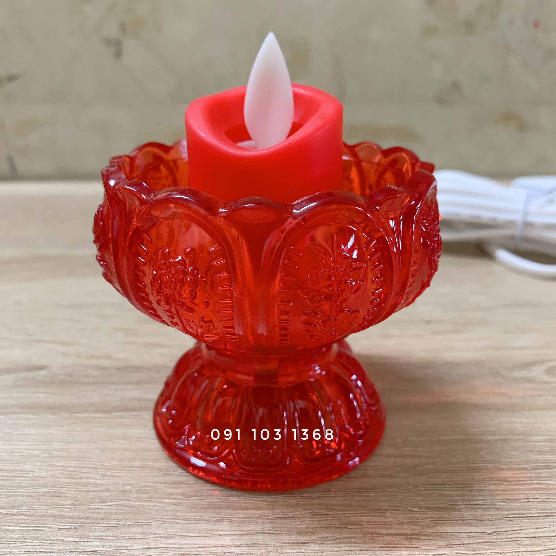 [HCM]Cặp 2 cốc nến thờ ( nến điện ) hoa sen siêu đẹp