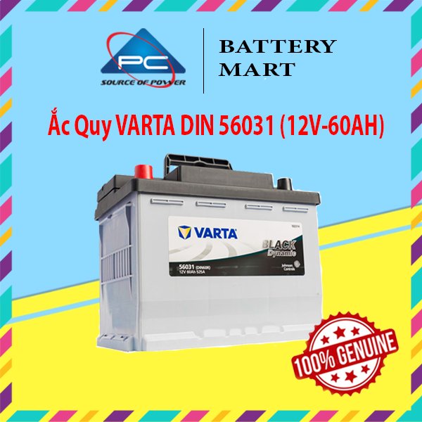 Bình ắc quy 12v-60ah, ắc quy varta din 56031