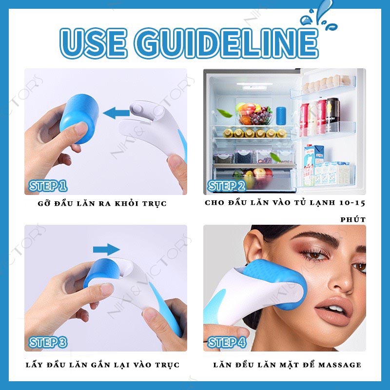 Thanh Lăn Đá Lạnh Ice Roller Dụng Cụ Lăn Lạnh Massage Mặt Làm Dịu Da