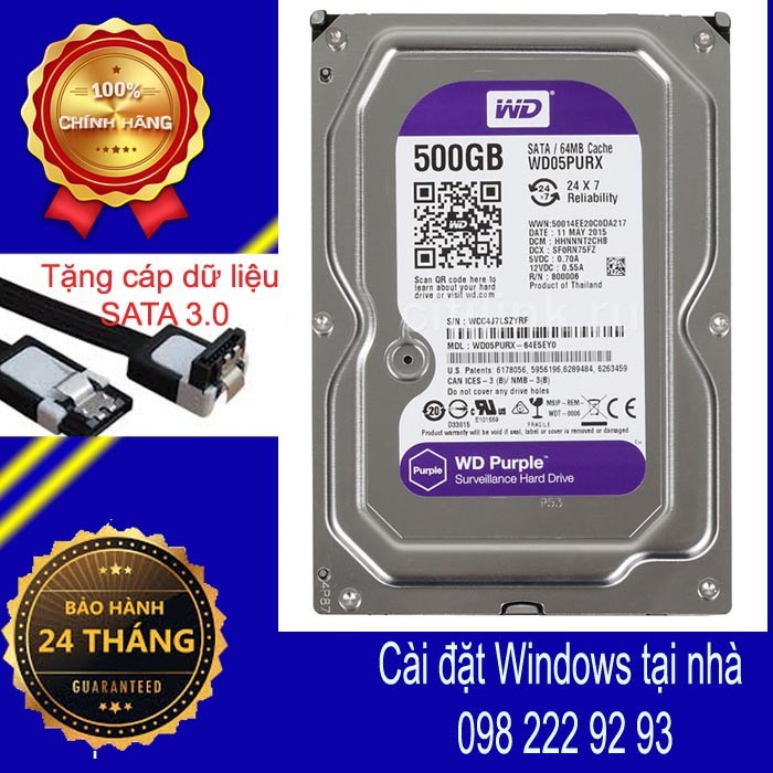 HDD 500GB chuyên camera bảo hành 24 tháng