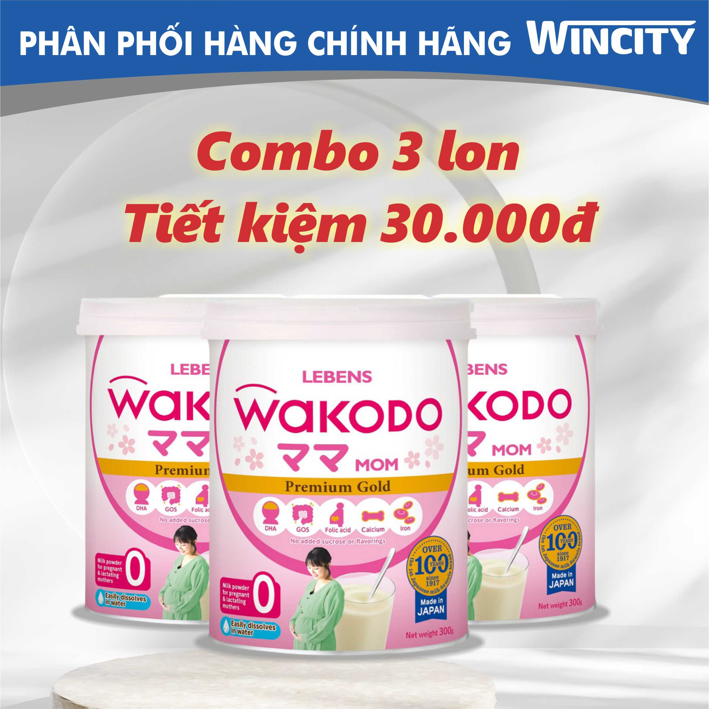 Combo 3 lon 830g - Sữa Nhật Wakodo Mom 830g cho mẹ bầu và sau sinh