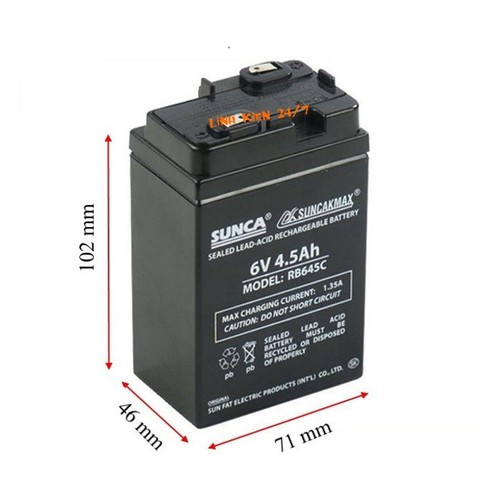 BÌNH ẮC QUY XẠC DÙNG CHO QUẠT, ĐÈN SUNCA 6V s4.5AH